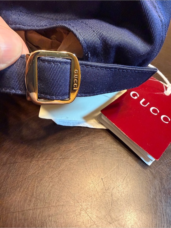 New Authentic Gucci Logo Baseball Hat Navy Size L main image 9